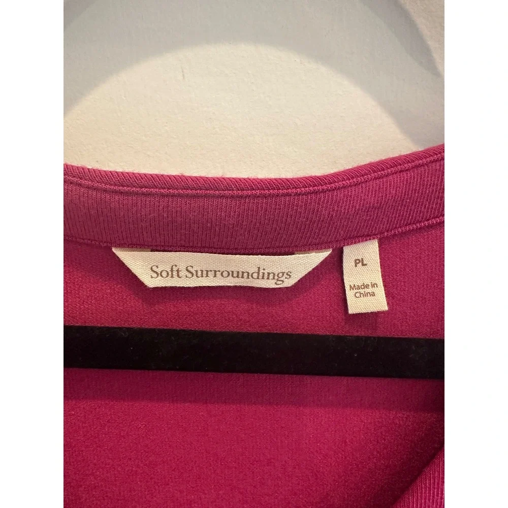 Soft Surroundings Magenta Asymmetrical Draped Tunic Top V-Neck Petite Large